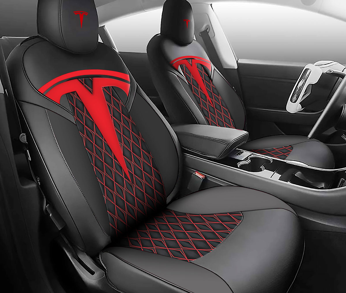 Revved Series Diamond Pattern Car Seat Covers - Gallery 1
