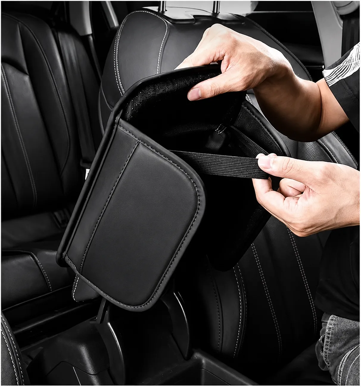 Leather Center Console Armrest Booster Pad with Storage Pocket for car - Gallery 2