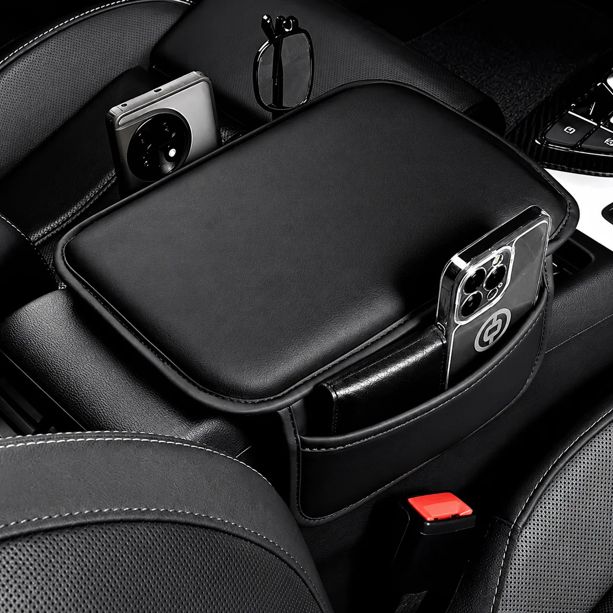 Leather Center Console Armrest Booster Pad with Storage Pocket for car - Gallery 4