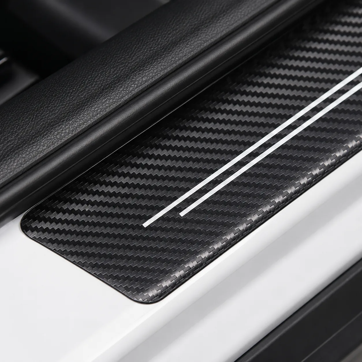 Carbon-Fiber-Style Car Door Sill Protector Stickers - Gallery 3