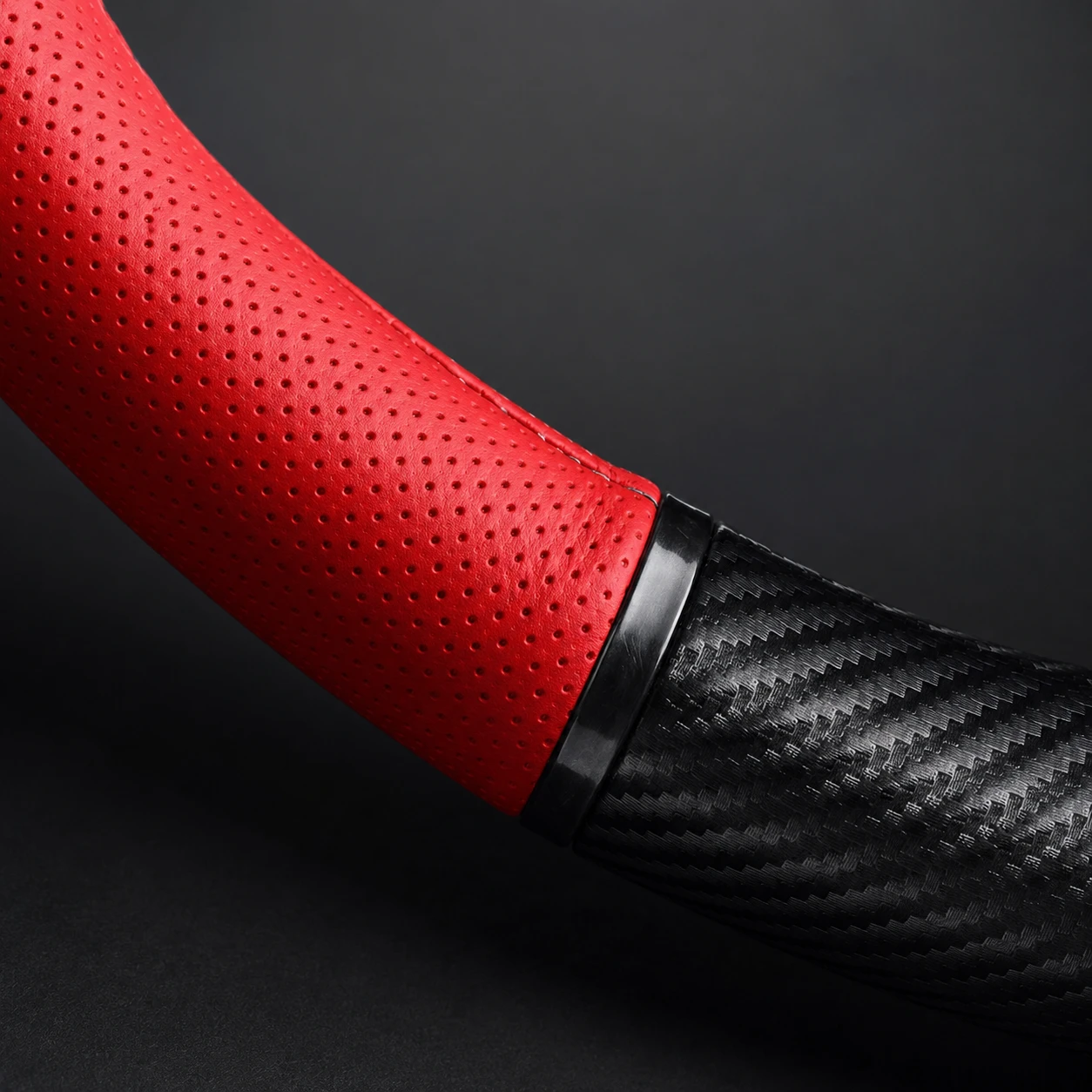 Leather & Carbon Car Steering Wheel Cover - Gallery 5