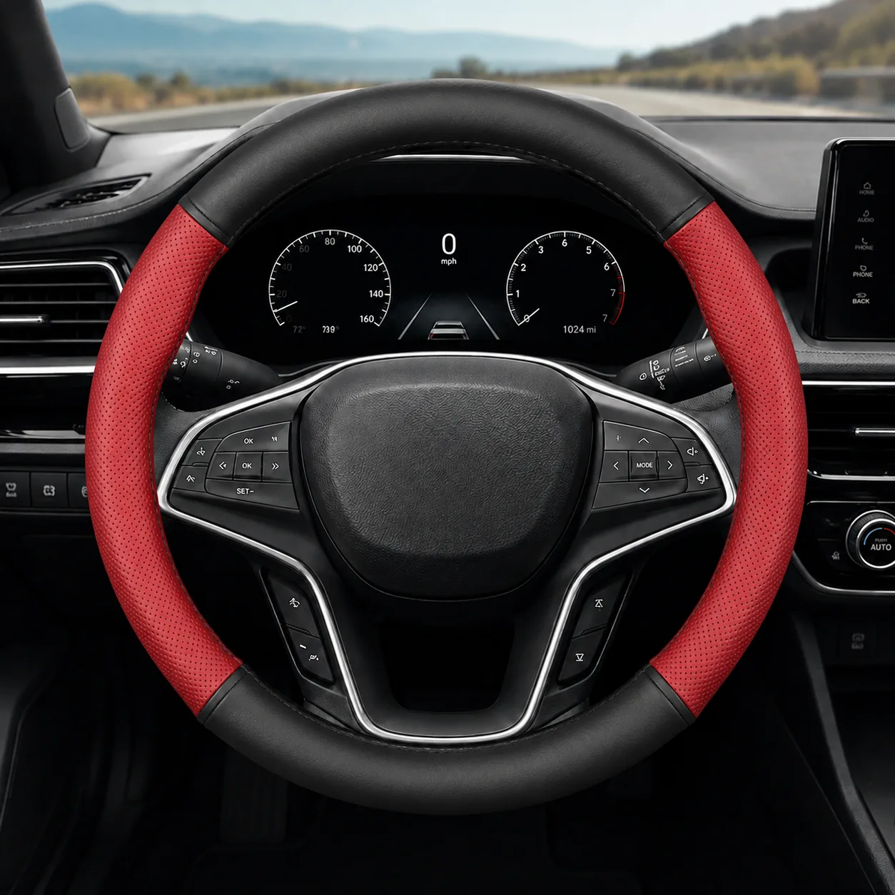 Leather Car Steering Wheel Cover - Gallery 1