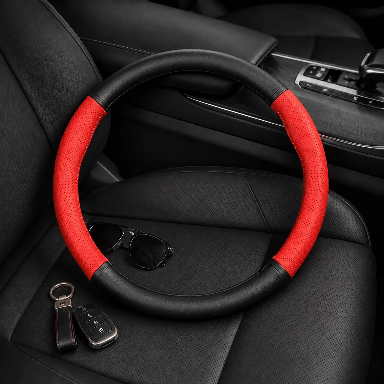 Leather Car Steering Wheel Cover - Gallery 2