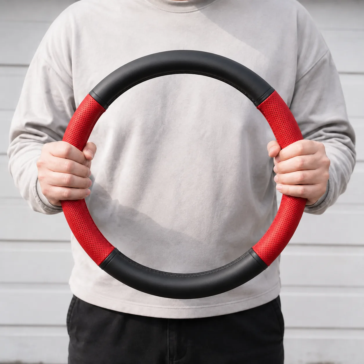 Leather Car Steering Wheel Cover - Gallery 3