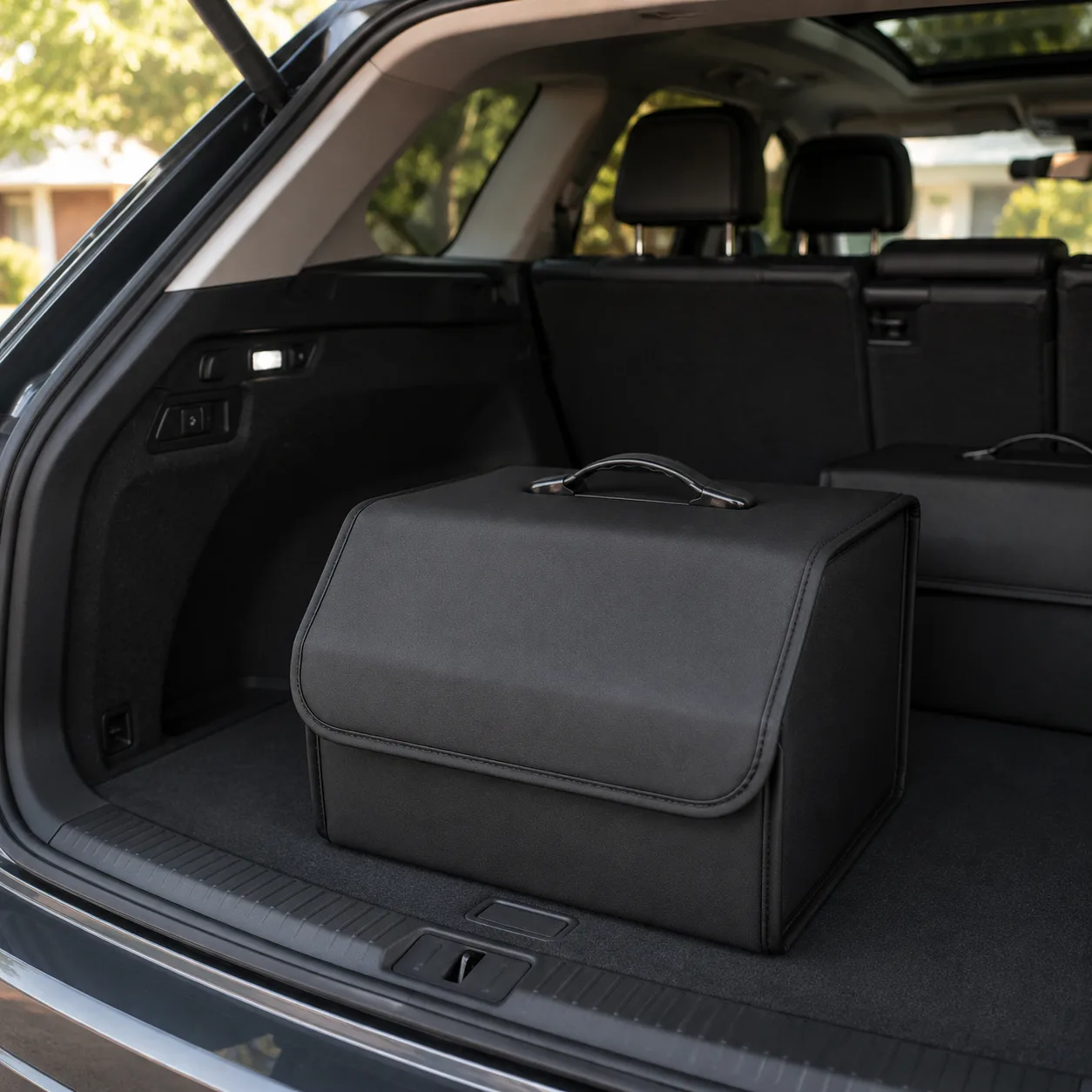 Collapsible PU Leather Trunk Organizer with Lid - Gallery 1