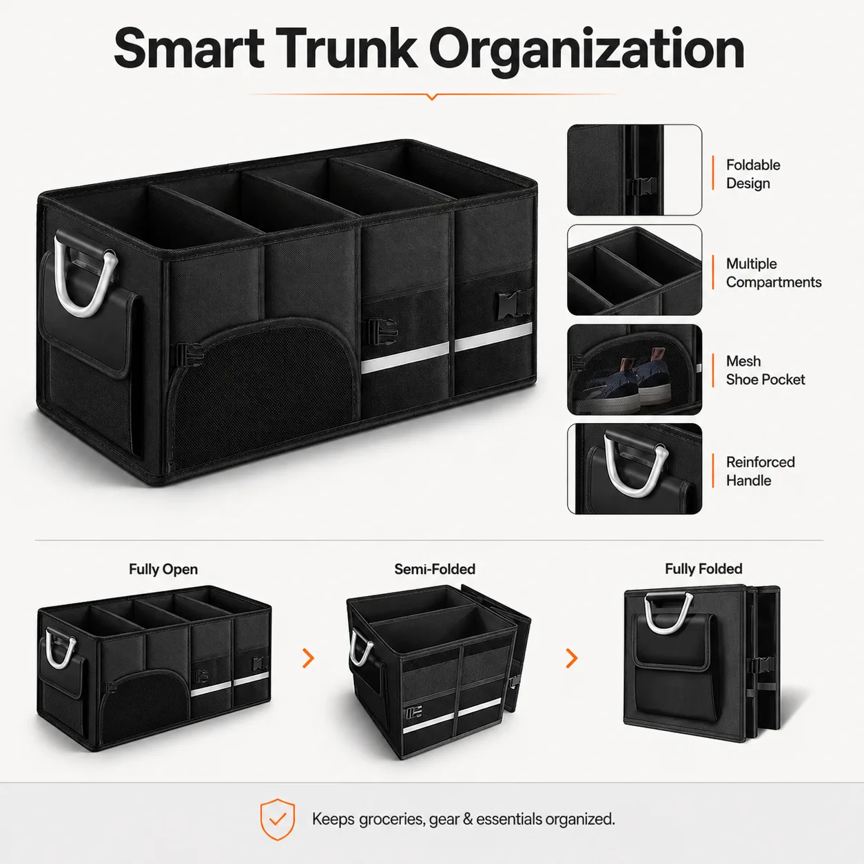 Foldable Oxford Trunk Organizer - Gallery 1