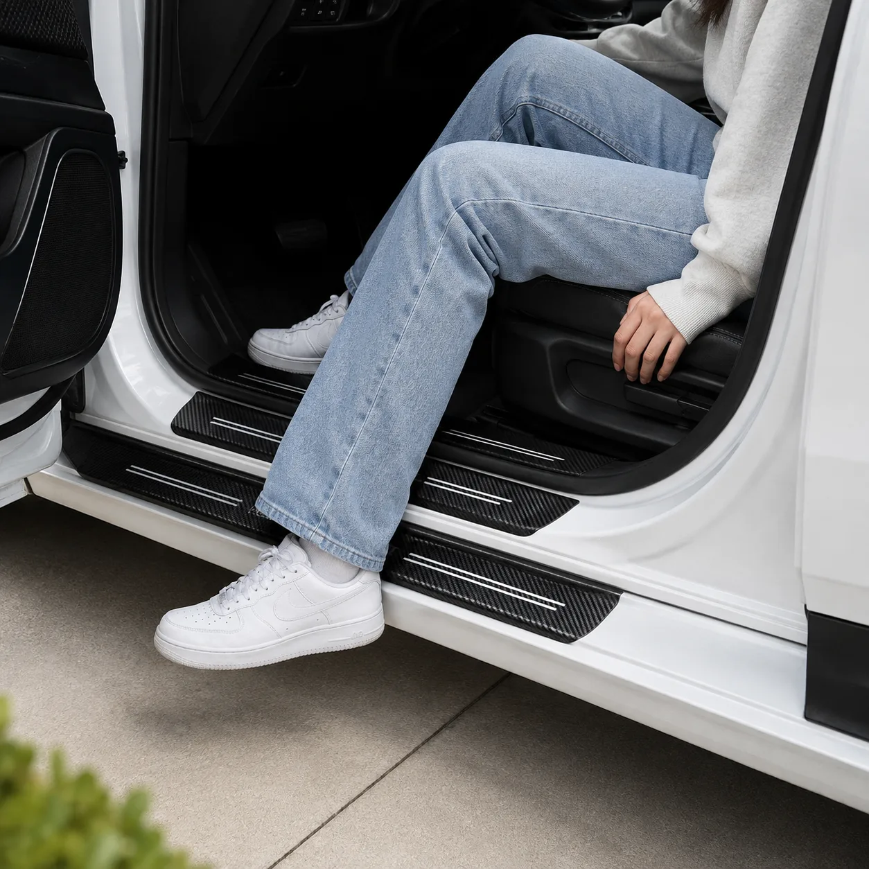 Carbon-Fiber-Style Truck Door Sill Protector Stickers - Gallery 1