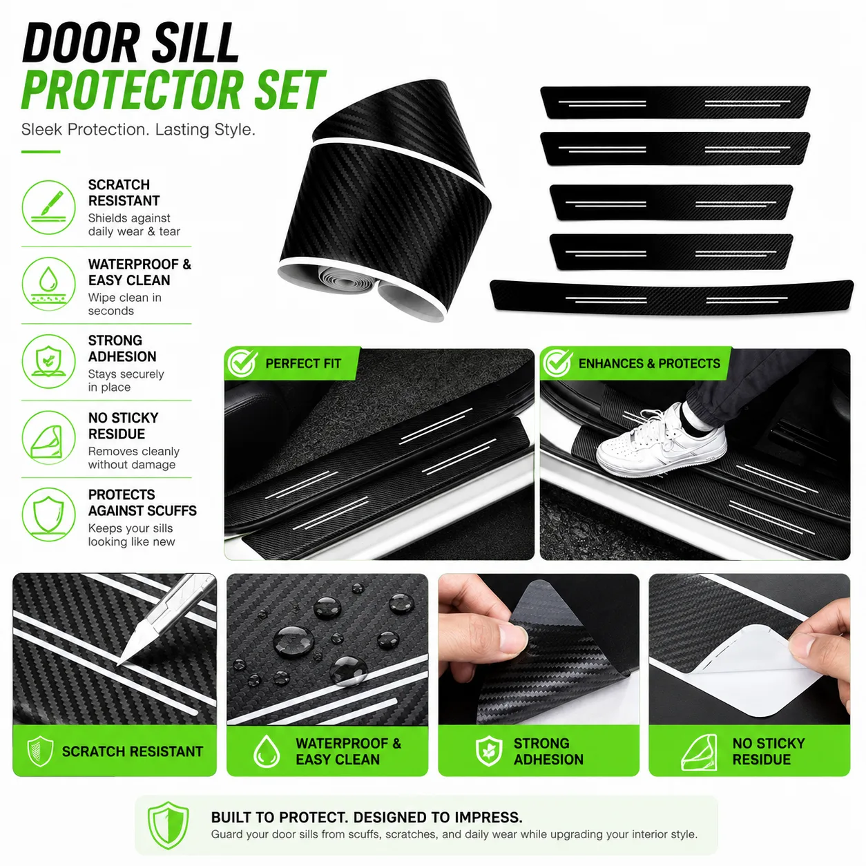 Carbon-Fiber-Style Truck Door Sill Protector Stickers - Gallery 6