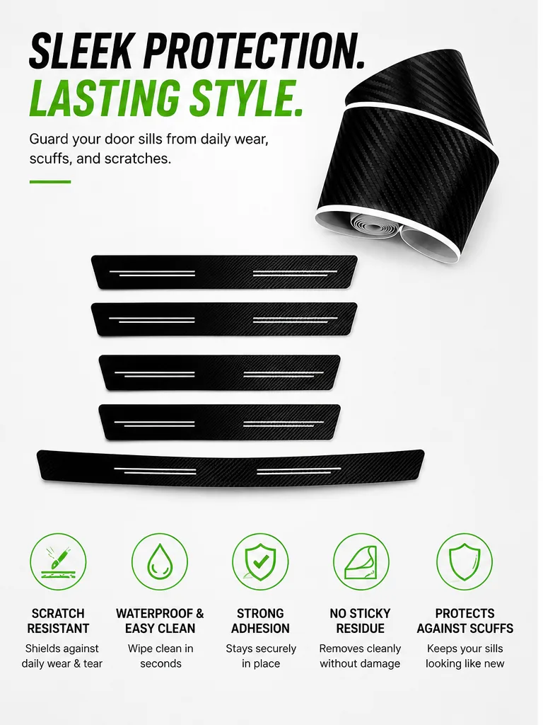 Carbon-Fiber-Style Truck Door Sill Protector Stickers - Gallery 8