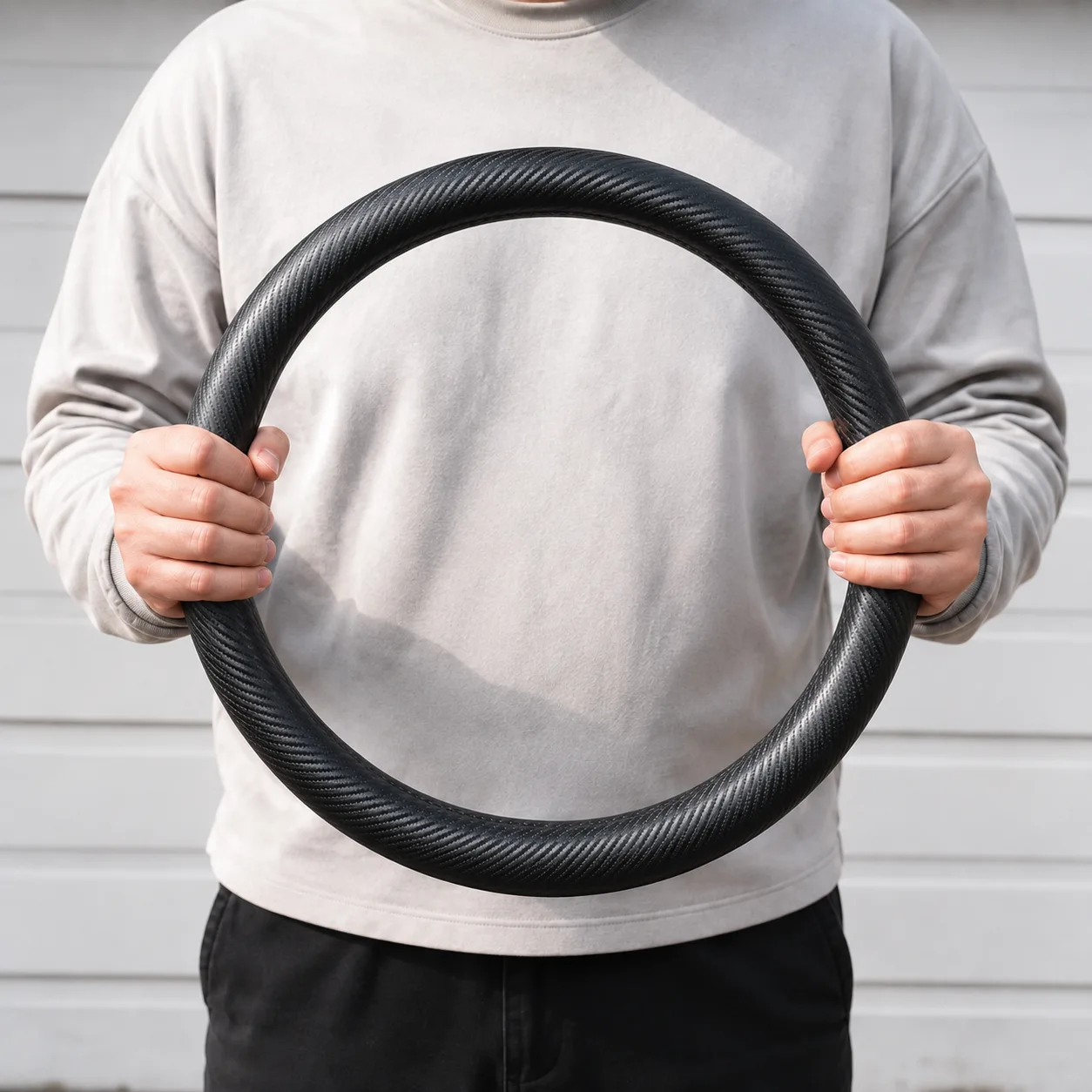 Carbon-Fiber-Style Truck Steering Wheel Cover - Gallery 3